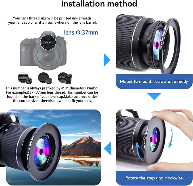 37mm Lens to 82mm Camera Lens Adapter, 37mm to 82mm Filter Step-up Ring Adapter - Image 5