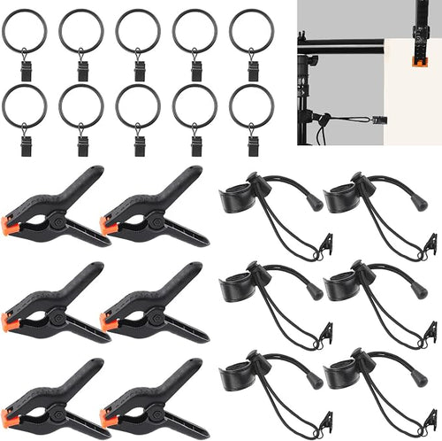 22Pcs Backdrop Kit with Clips, Rings & Spring Clamps by Rustark