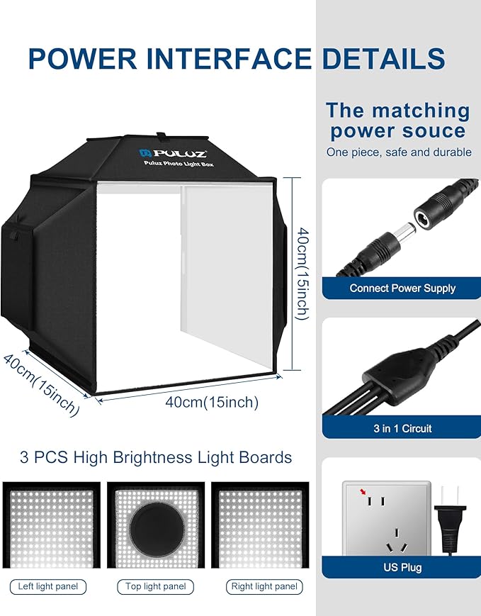 PULUZ Upgraded 16"x16" Photo Studio Light Box & Soft Box 480 LED Beads CRI 95+ - Image 5