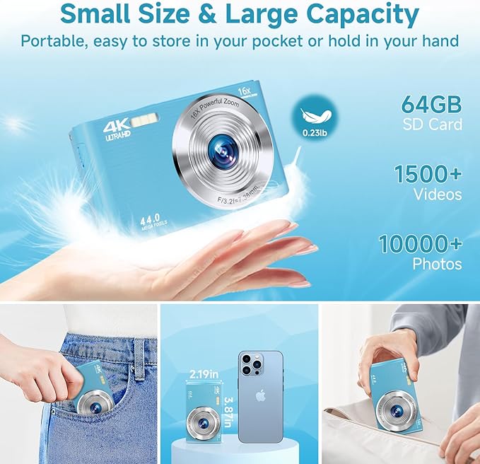 SMARTKLIK Digital Camera for Teens, FHD 4K 44MP - Image 5