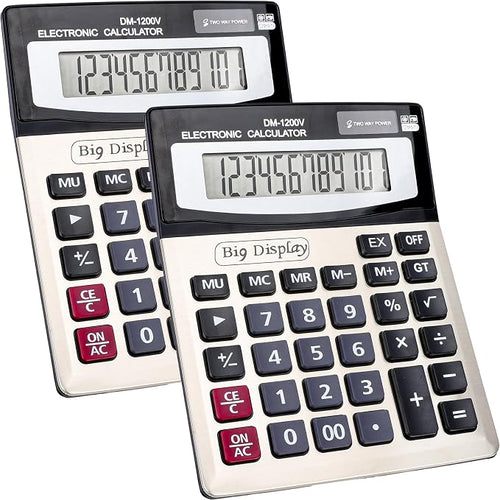 2 Pack Calculator, Calculators Desktop 12 Digit Extra Large LCD Display by YesBes