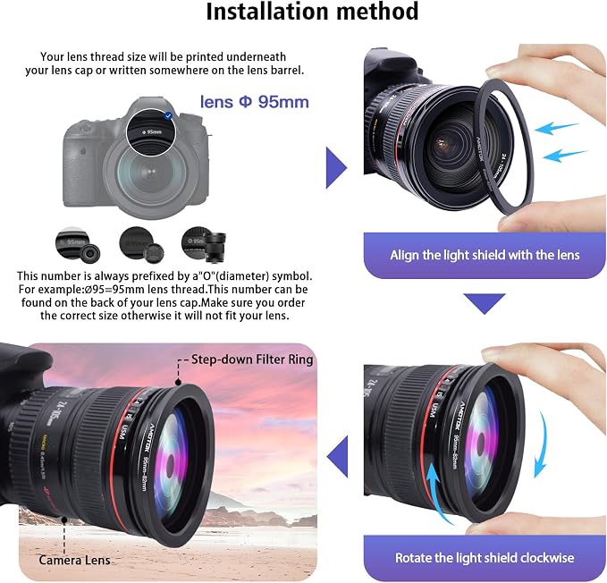 95mm Lens to 82mm Camera Lens Adapter, 95mm to 82mm Filter Step-Down Ring - Image 5
