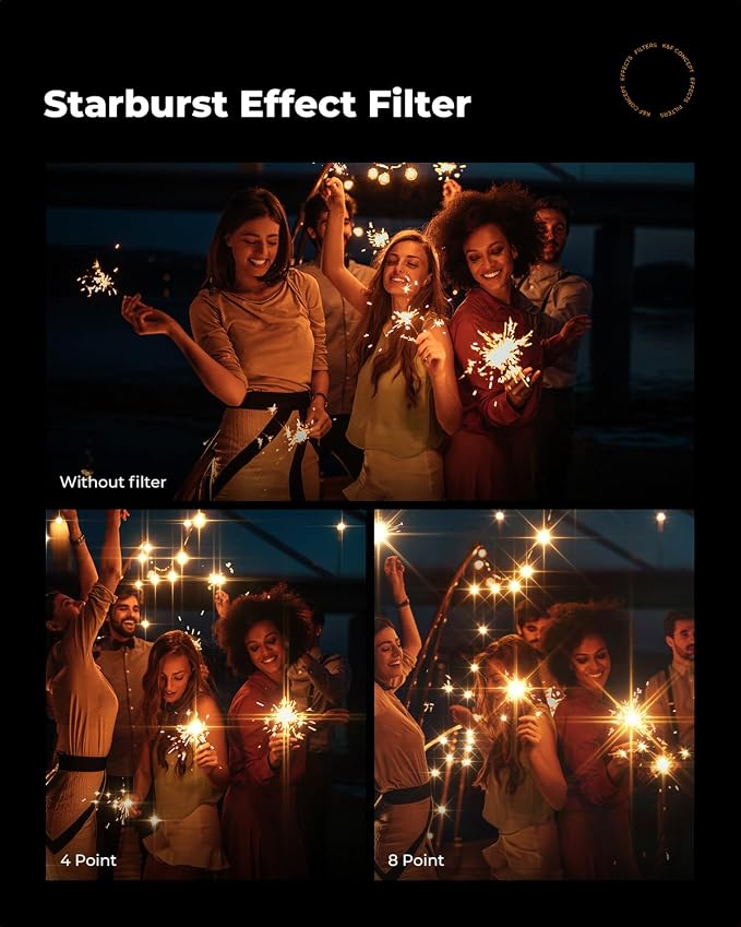 K&F CONCEPT 82mm Variable Star Filter Cross Screen Starburst Filter 4, 8 Points - Image 5