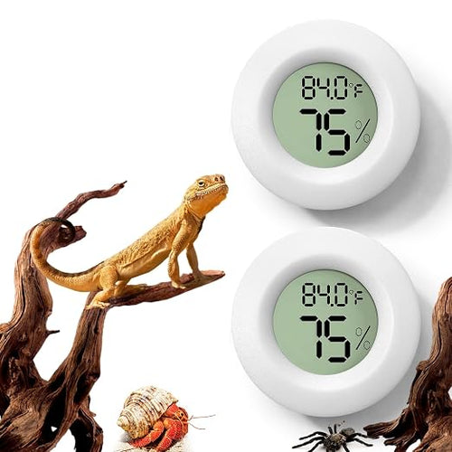 2 PCS White Reptile Thermometer and Humidity Gauge by BSRESIN