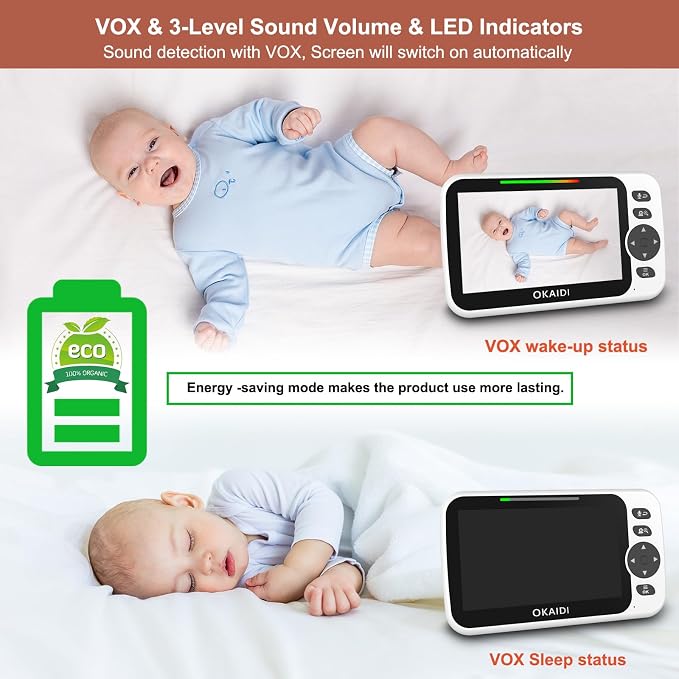OKAIDI Video Baby Monitor with 2 Cameras, 30H Battery and 1000ft Range - Image 7