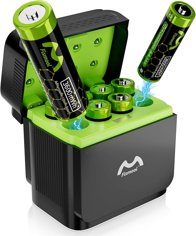 Rechargeable AA Batteries Lithium by Fismool