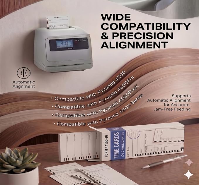 44100-10 Employee Time Cards, 6 Boxes of 100, Includes 1 Compatible 5000R Ribbon - Image 4