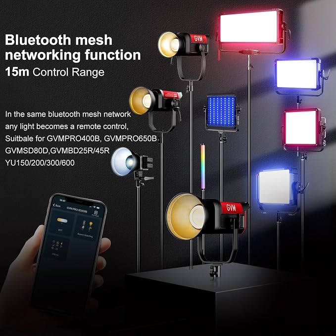 GVM 200W LED Video Light with Lantern Softbox, SD200B Continuous Lighting Kit - Image 6