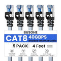 BUSOHE Cat 8 Ethernet Cable 4 FT 5 Pack, Nylon Braided High Speed Heavy Duty by BUSOHE