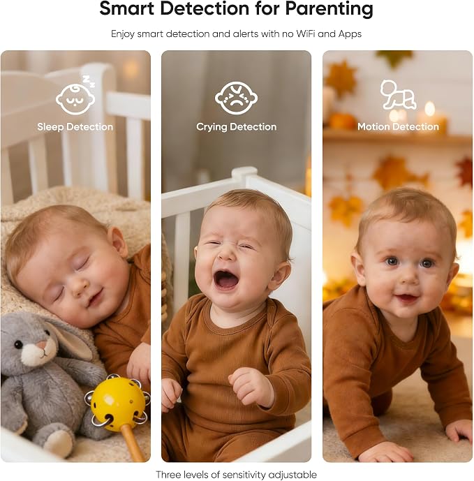 bonoch 2K 5.5" Baby Monitor No WiFi, 1600ft Long Range Video Baby Monitor - Image 4