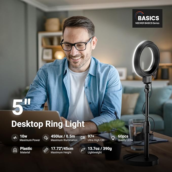 NEEWER Basics 5" LED Desktop Ring Light - Image 2