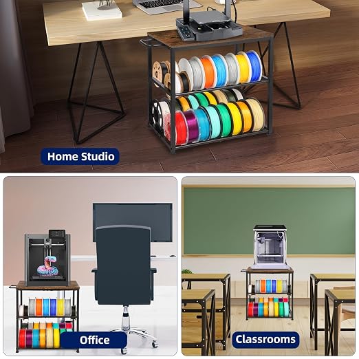 3D Printer Stand with Filament Storage Rack, Sturdy Wooden 3D Printer Table - Image 7