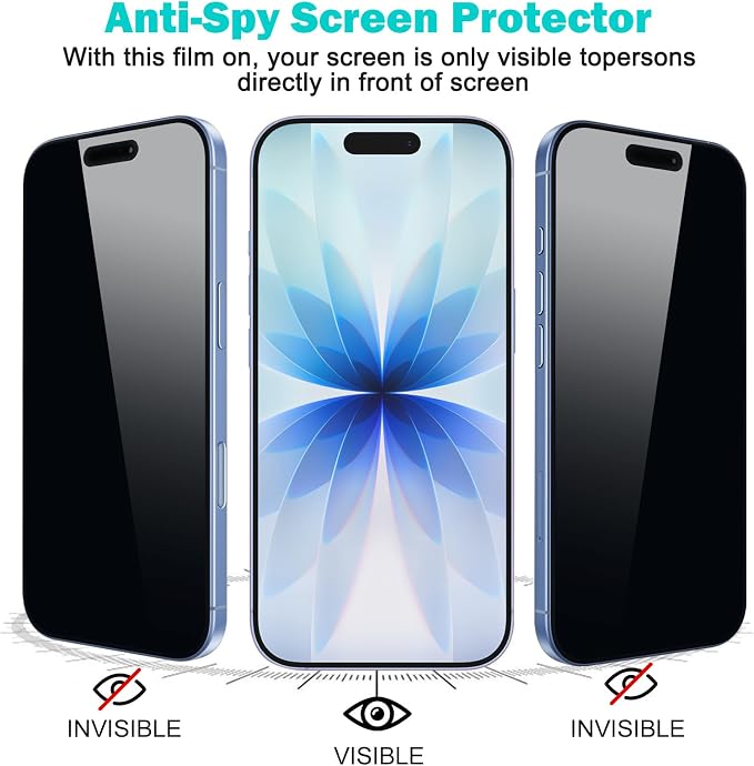 PEHAEL 3+3 Pack for iPhone 17 Privacy Screen Protector - Image 4