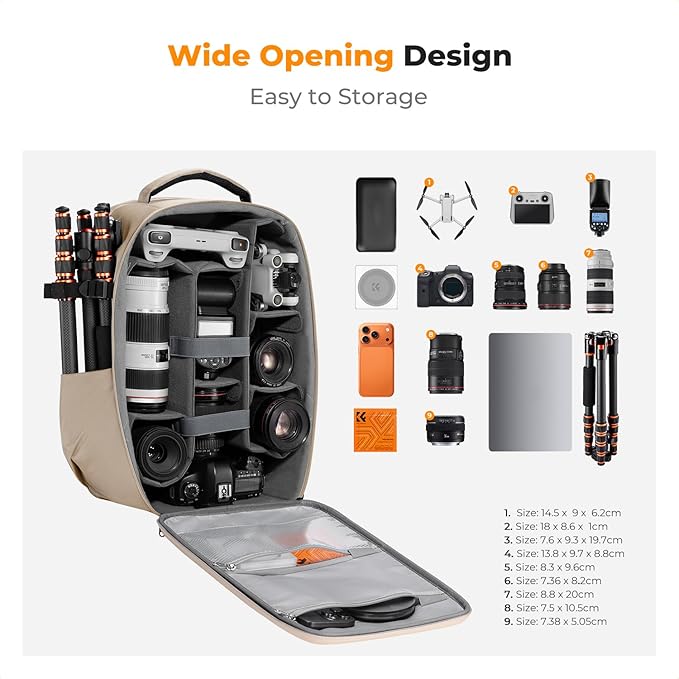 K&F CONCEPT Camera Backpack, Hardshell Photography DSLR Camera Bag - Image 2