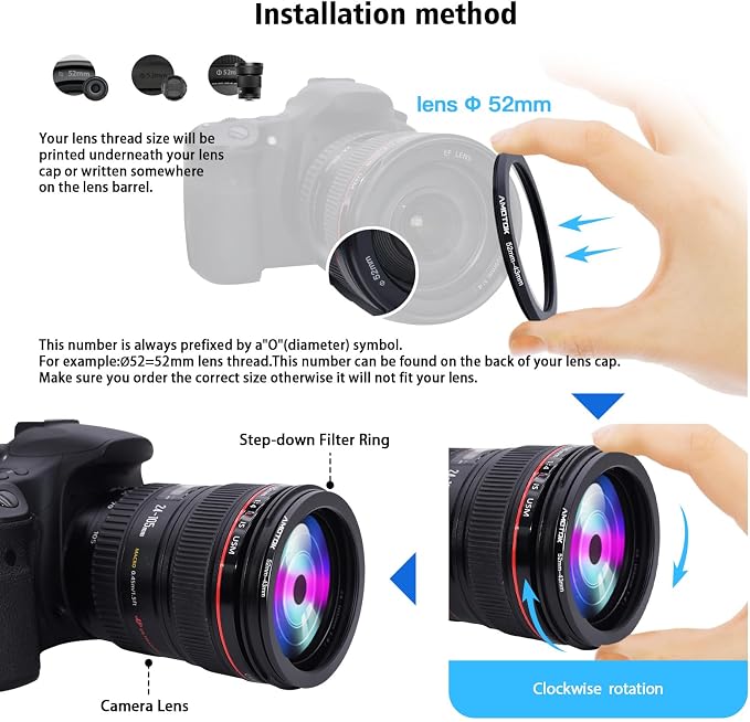 52mm Lens to 43mm Camera Lens Adapter, 52mm-43mm Filter Step-Down Ring - Image 4