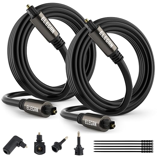 Elecan Optical Audio Cable 8 Ft/2 Pack Digital Audio Toslink Cable Cord-Fiber by Elecan