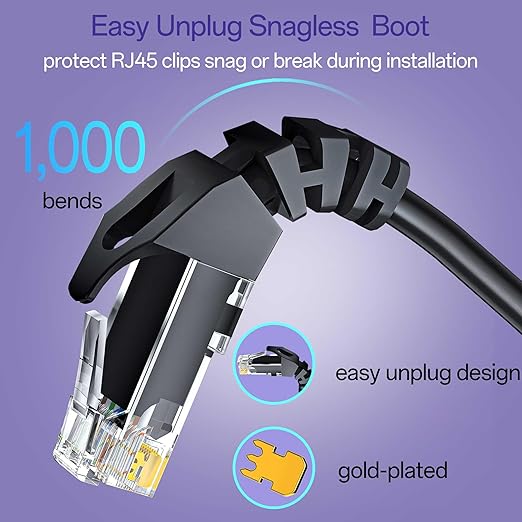 Cat 6 Ethernet Cable 2FT, Cat6 Ethernet Patch Cable 10Gbps, High-Speed UTP Cat6 - Image 4