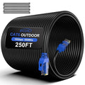 250FT Cat6 Outdoor Ethernet Cable, Heavy Duty Direct Burial, 24AWG CCA Patch by ECJTU-US
