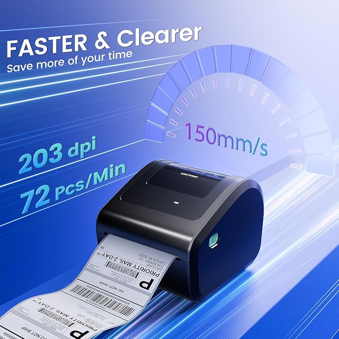 Bluetooth Shipping Label Printer 4x6, D450BT Thermal Label Printer - Image 6