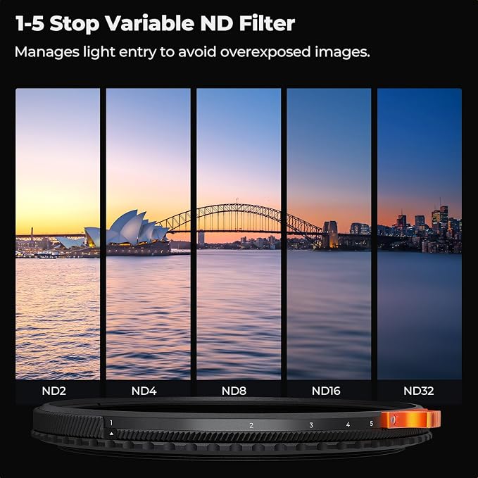 K&F CONCEPT 72mm True Color Variable Fader ND2-32 ND Filter and CPL Circular - Image 5