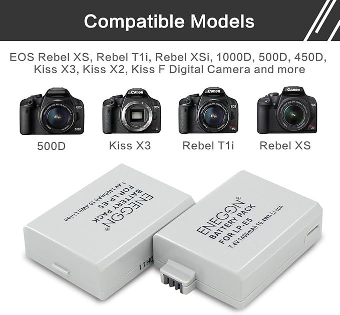 ENEGON LP-E5 Replacement Battery and Rapid Dual Charger - Image 3