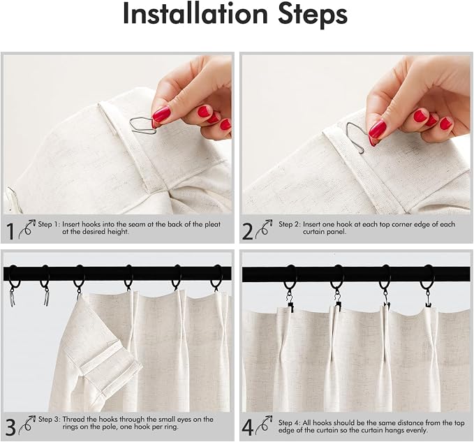 Memory Trained Pinch Pleated Curtains 86 Inches Long, Viral Linen Pinch Pleat - Image 3