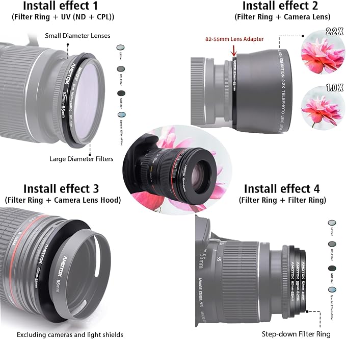 82mm Lens to 55mm Camera Lens Adapter, 82mm to 55mm Filter Step-Down Ring - Image 6