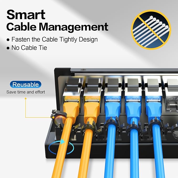 Patch Panel 6 Port with 6pcs Cat6A Keystone Jack【EC Listed】 Shielded No Rust - Image 2