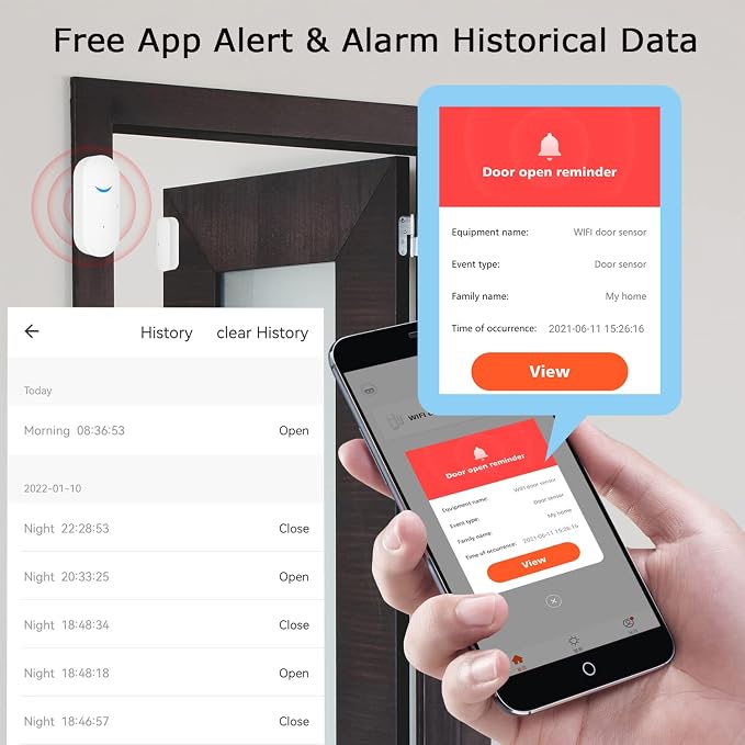 Tuya WiFi Door Sensor: Wireless Security Alarm, Compatible - Image 4