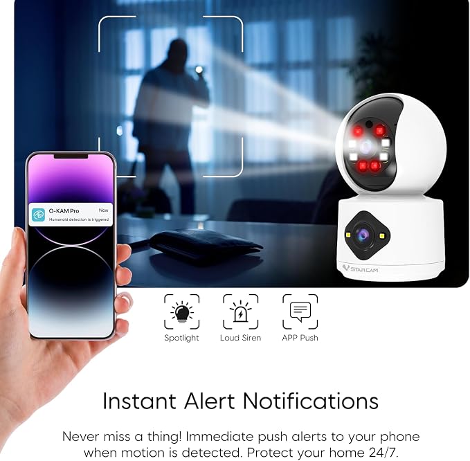 VSTARCAM 2K+2K Cameras for Home Security Indoor, Dual Cameras, 360° Pan-Tilt - Image 4