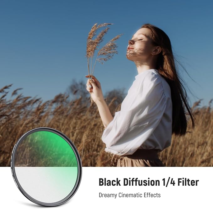 NEEWER 82mm Black Diffusion 1/4 Filter Dreamy Soft Cinematic Effect Filter - Image 2