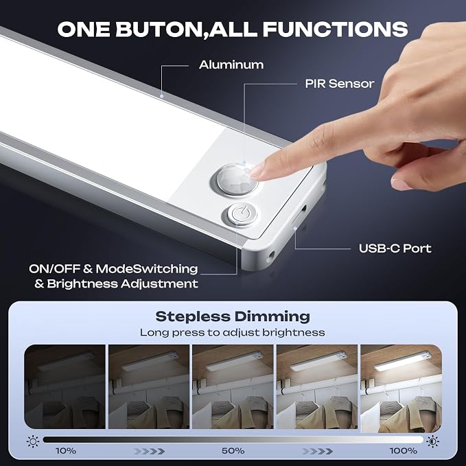 5 Pack Under Cabinet Lighting Wireless 2200maAh Rechargeable LED Motion Sensor - Image 4