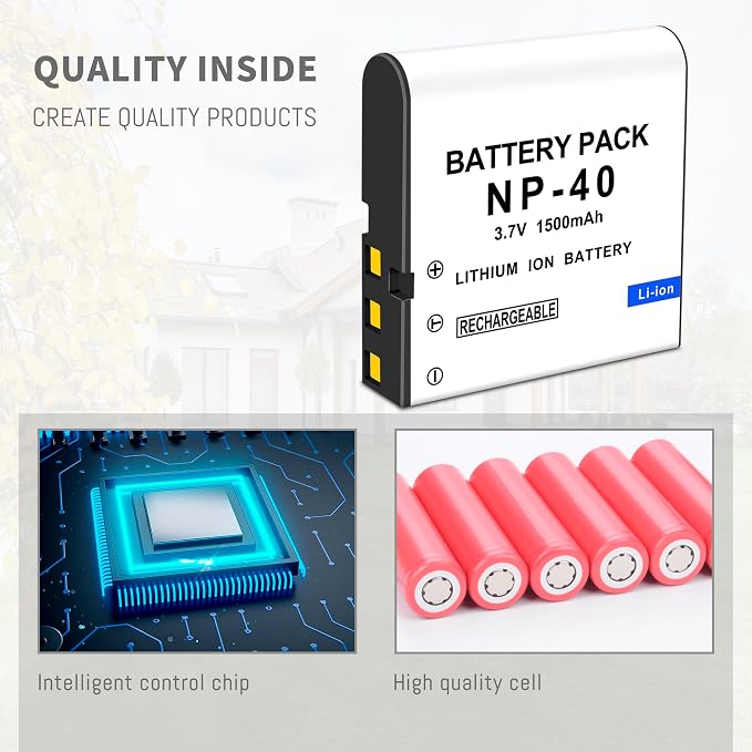 3-Pack NP-40 Battery, USB Dual-Channel Charger Compatible - Image 5