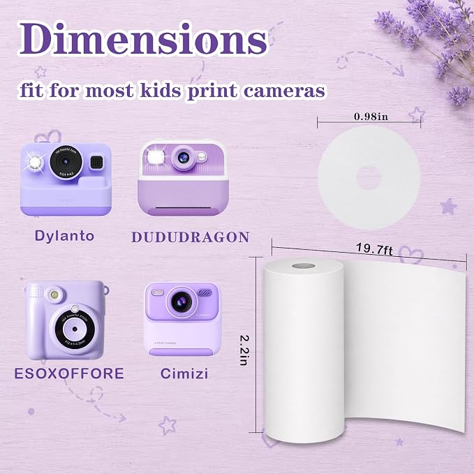 12 Rolls Kids Camera Instant Print Paper Refill-Popikcal Thermal Printer Camera - Image 2