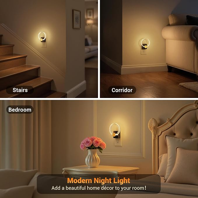 JandCase Night Light, Night Lights Plug into Wall, 2 Pack Dimmable Nightlight - Image 4