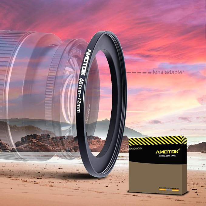 46mm Lens to 72mm Camera Lens Adapter, 46mm to 72mm Filter Step-Up Adapter Ring by AMOTOK