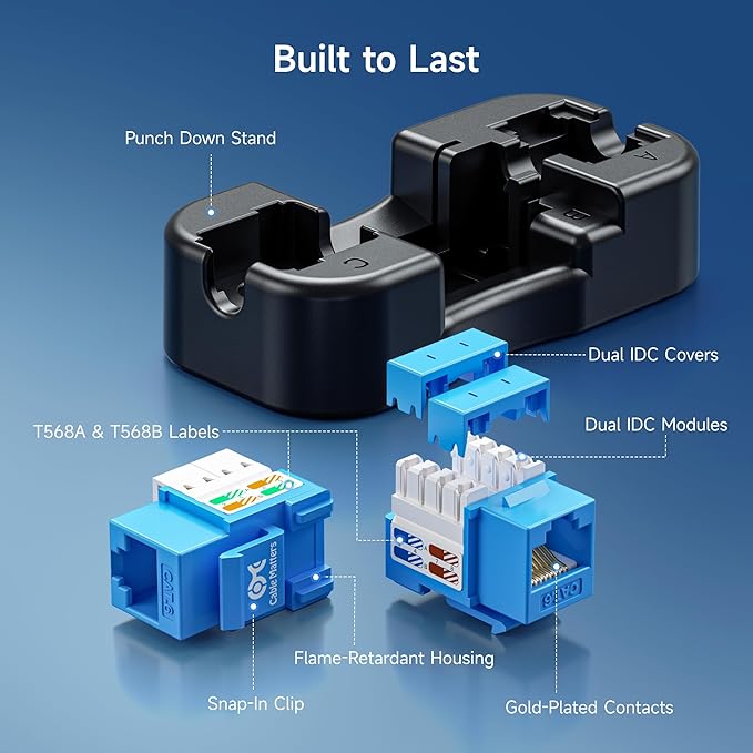 Cable Matters 50-Pack 10Gbps Cat6 Keystone Jacks, RJ45 Keystone Jack, Ethernet - Image 6