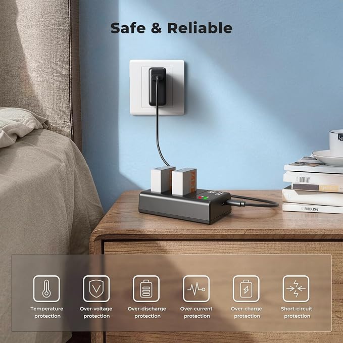 K&F CONCEPT 2-Pack LP-E17 Battery, USB-C R50 Battery Compatible - Image 6