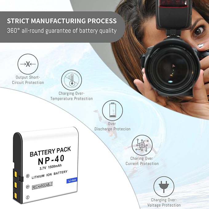 3-Pack NP-40 Battery, USB Dual-Channel Charger Compatible - Image 7