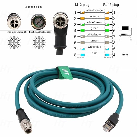 M12 8 Pin X-Code RJ45 GigE Ethernet Network Cable CAT7e - Image 3