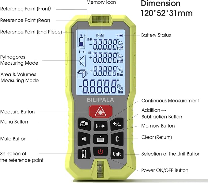 Laser Distance Measuring Tool, 70M/229ft Laser Measure, ±2mm Accuracy Laser - Image 7