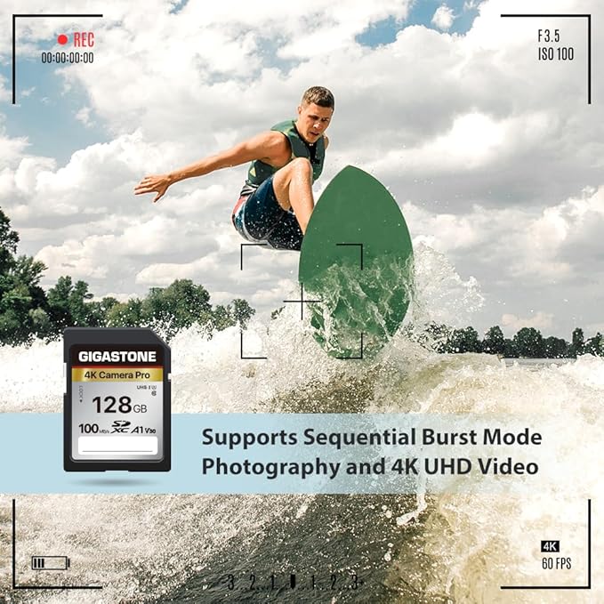 【5-Years Data Recovery】 GIGASTONE 128GB SD Card 10-Pack, 4K Camera Pro - Image 6