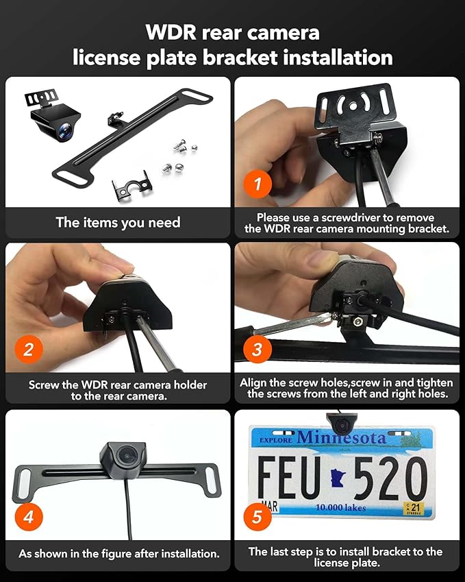 WOLFBOX Reverse Rear Camera License Plate Bracket, Installation Holder - Image 3
