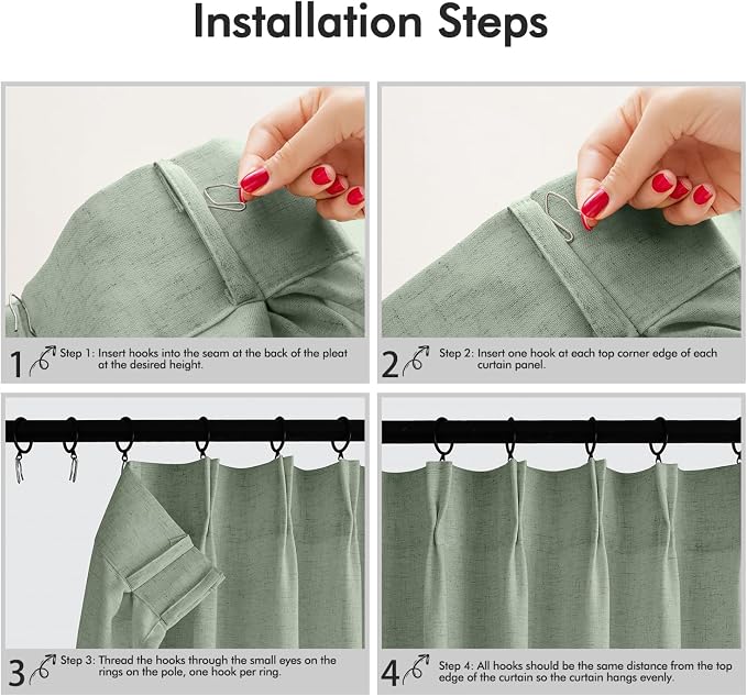 Memory Trained Pinch Pleated Curtains 80 Inches Long, Viral Linen Pinch Pleat - Image 5