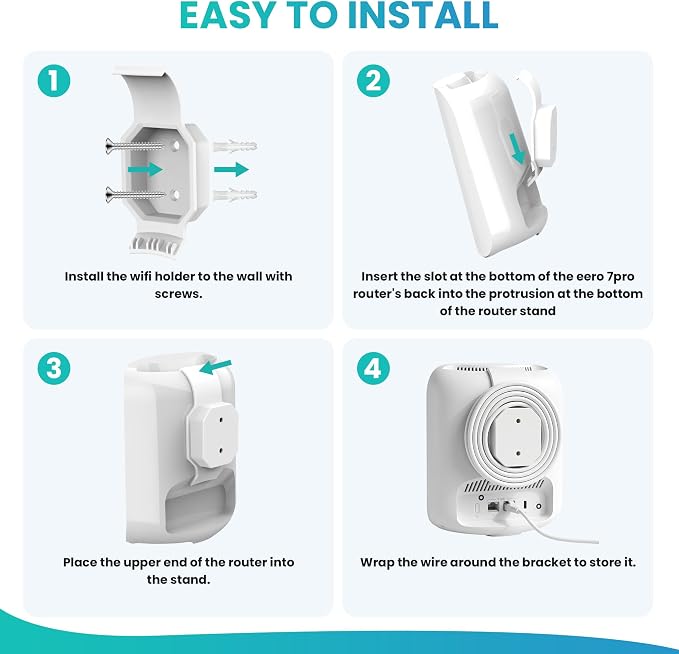 Wall Mount Holder for eero Pro 7 Router Mesh Wi-Fi System – No Messy Wires - Image 4