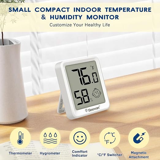 Geevon 4 Pack Mini Digital Hygrometer Gauge Indoor Thermometer – LCD Monitor - Image 2