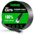 Yauhody CAT 6 Ethernet Cable 35ft Black, High Speed Solid Flat CAT6 Gigabit by Yauhody