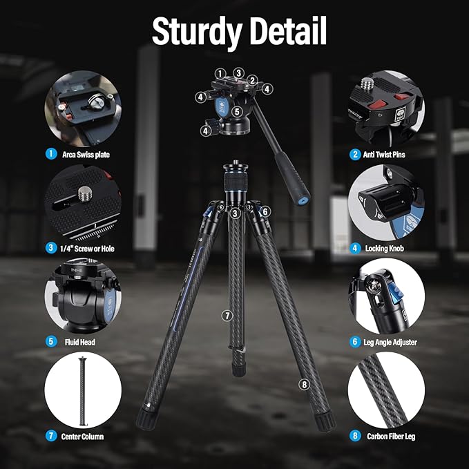 SIRUI Carbon Fiber Tripod Lightweight 2lbs - Image 2