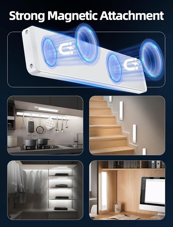 Under Cabinet Rechargeable Lighting: 8 Inch Motion Sensor Dimmable Lights Indoor - Image 8