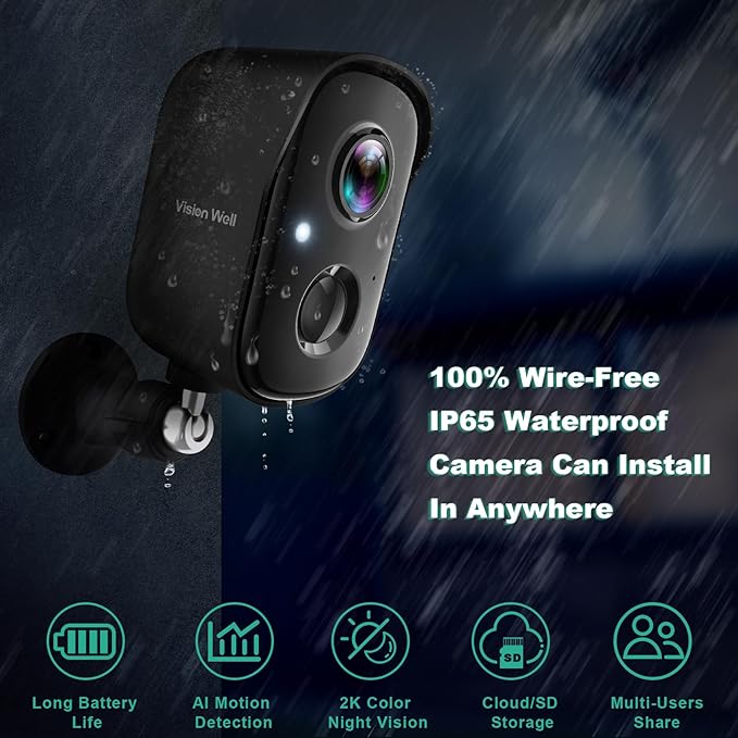 Security Cameras Wireless Outdoor, 2K Battery Powered AI Motion Detection - Image 2